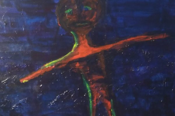 'Verwond kind (Wounded Child)' Acryl op doek, 60 x 60 2021